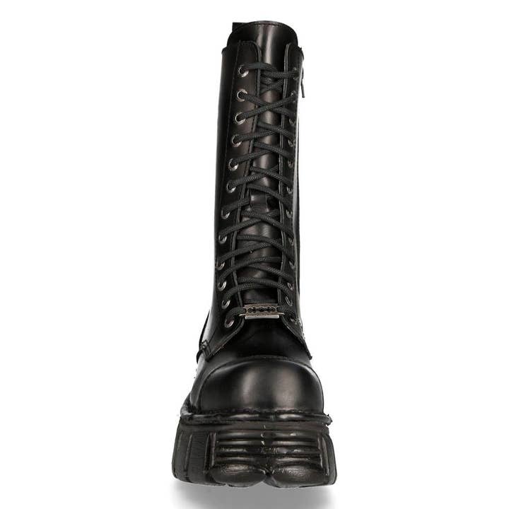 New Rock Unisex Metallic Black Techno Biker Boots- M-MILI211C-C1 for wholesale on Faire