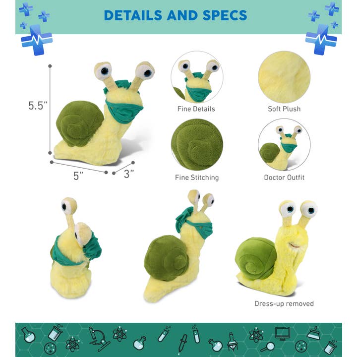 Cota Global - Wholesale Knuffels - Kinderen en baby - Pluche Dokter - Superzacht Pluche - Gele Slak Klein 5,5"2