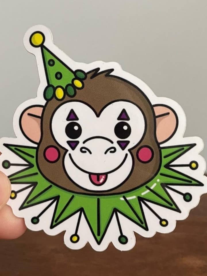 Bananas the Clown Monkey - pegatina de vinilo para venta al por mayor de Oli Jolly Ink