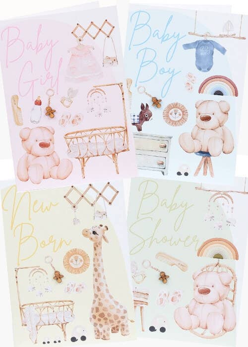 Lil's Cards - Wholesale Baby card - Yellow New Baby Card - Boho design with a Small Wooden Dummy3