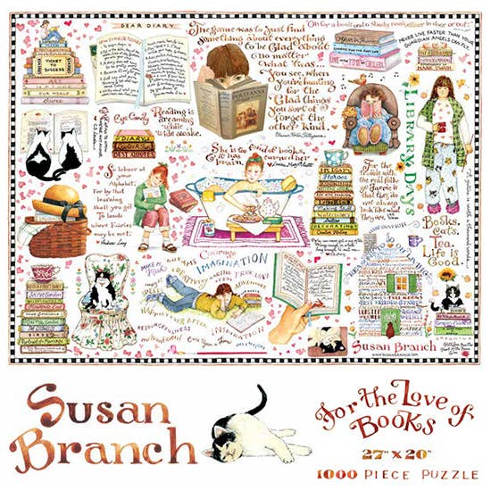 Susan Branch Studios - Wholesale Puzzle - Adult - For the Love of Books - Puzzle1