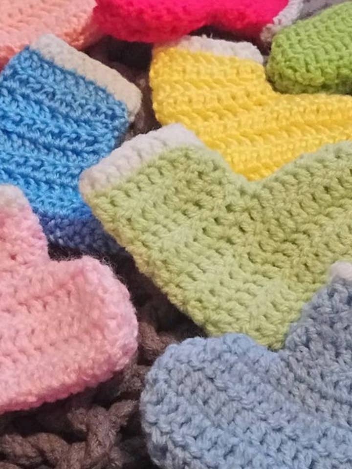 Handmade crochet Christmas tree stockings for wholesale by Quirkyhickfords