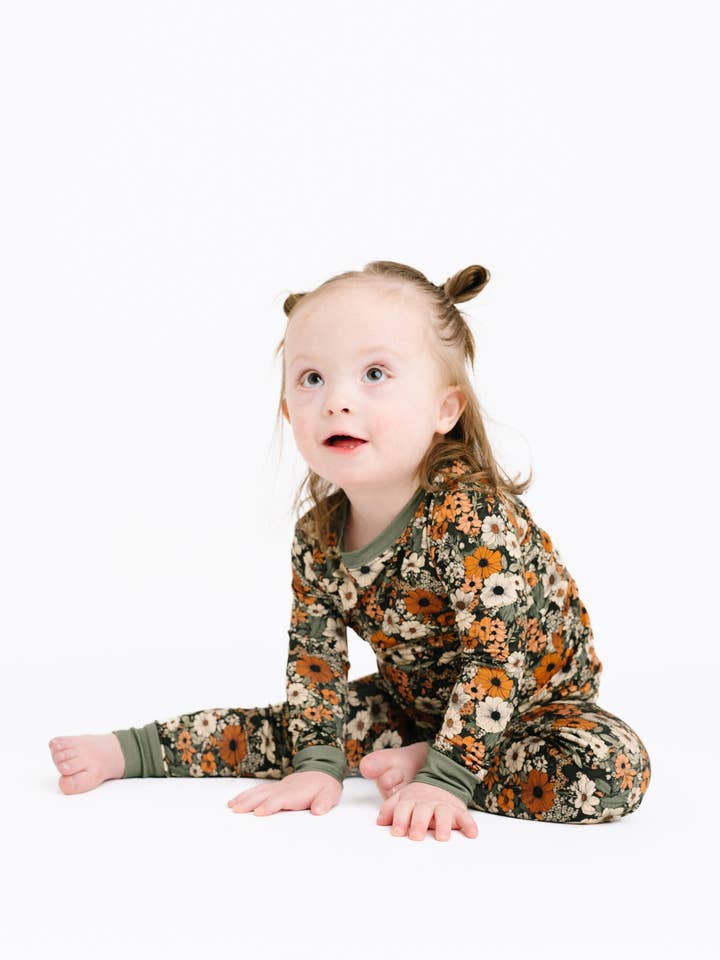 Little One Shop - Wholesale Sleepwear Set - Kids - Rustic Blooms Bamboo Set1