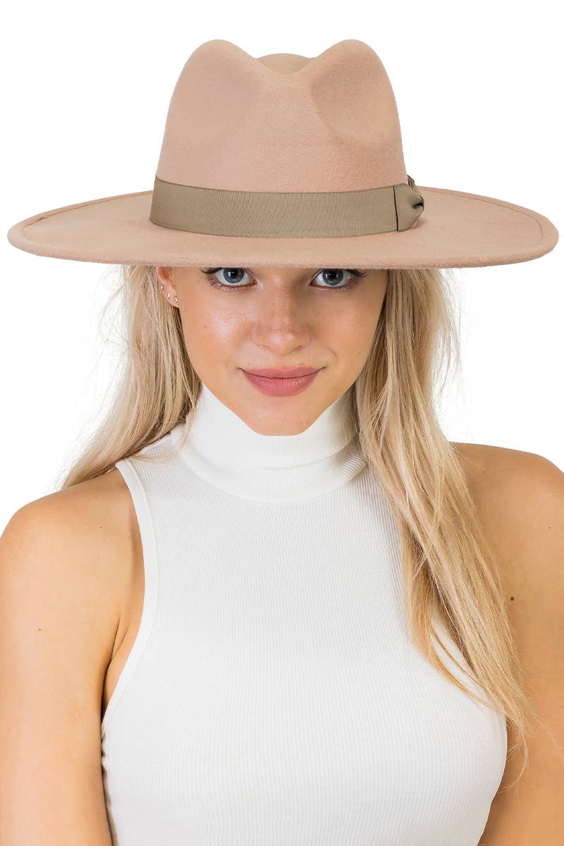 Cap Zone - Vente Chapeau en feutre – unisexe - Chapeau d'éleveur en feutre monochrome à large bord et nœud plat13