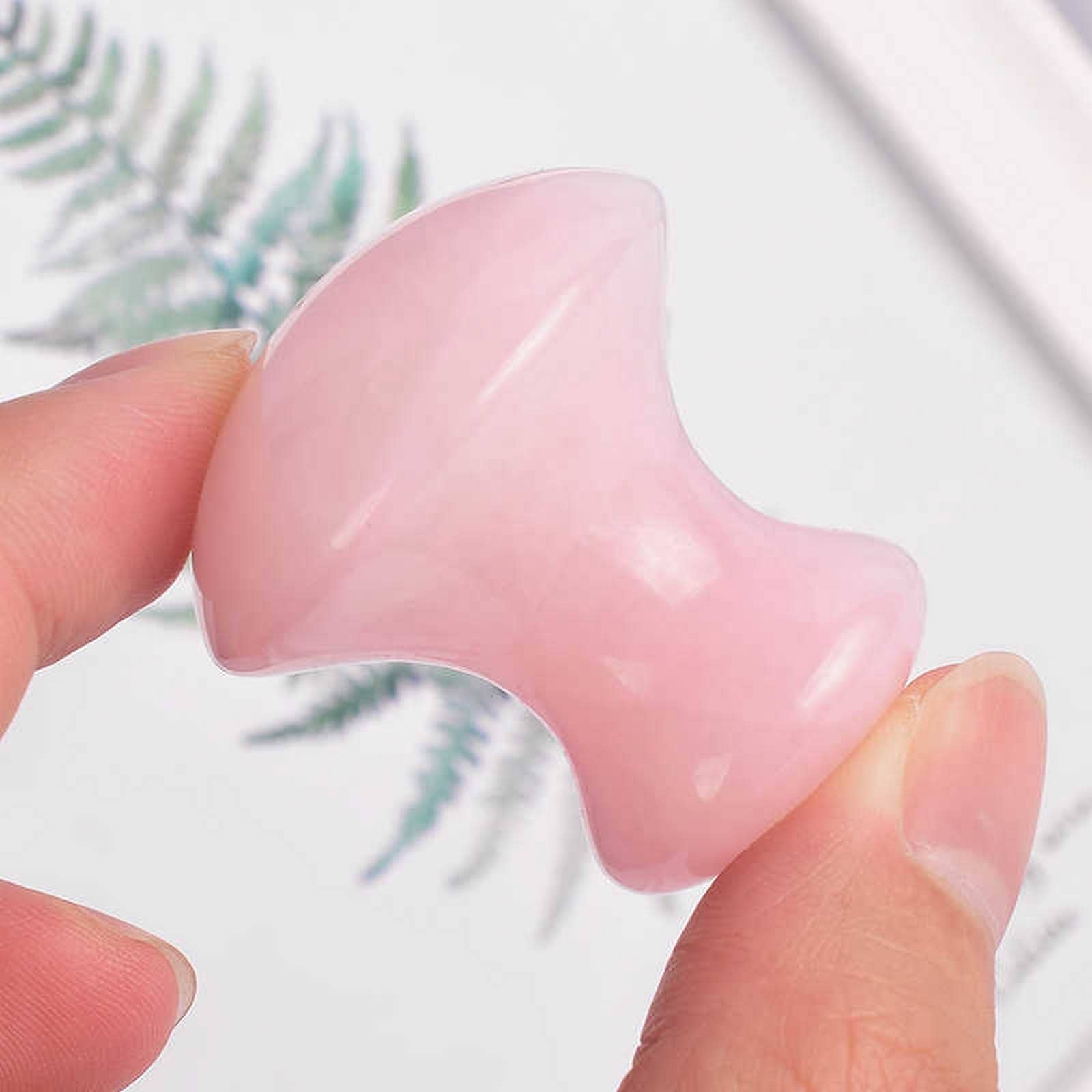 Zen'Arôme - Vendita all'ingrosso Strumenti per gua sha - Massaggiatore naturale viso in quarzo rosa a forma di fungo Gua Sha10