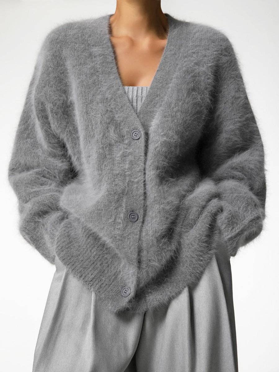 Suhkasana – Engroshandel Cardigan - Dame – Faux mink strikket oversized cardigan blød hyggelig sweater14