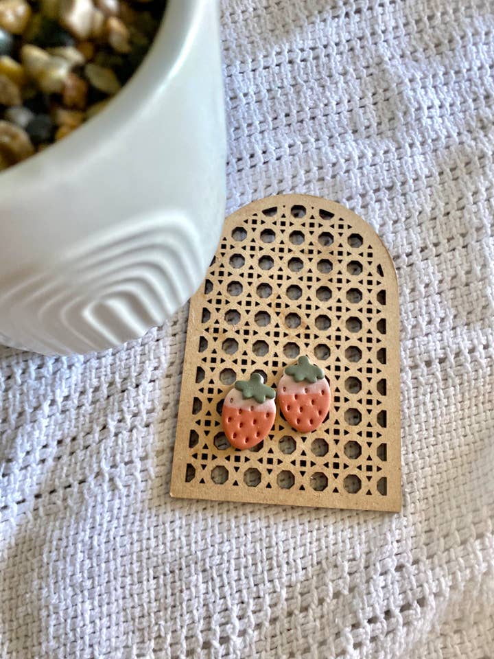 small strawberry stud earrings for wholesale by Terra Made