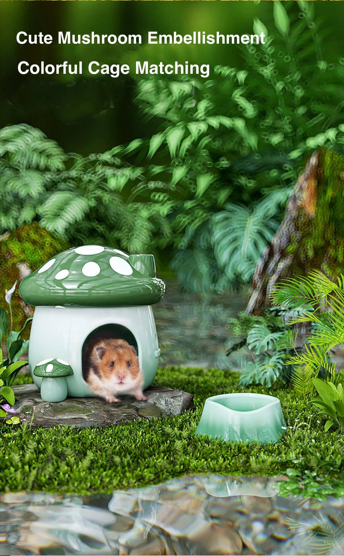 VIGOR - Wholesale Pet Bowl - Cat/Dog - Perfect Gift Multifunctional Mushroom Shaped Hamster House C6