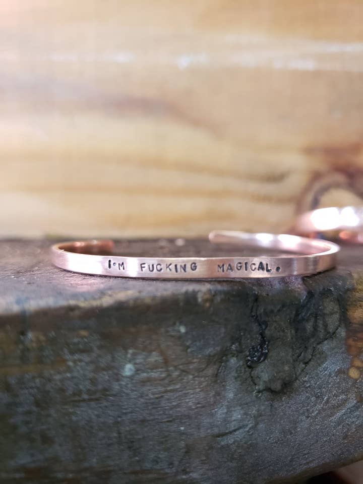 I'm Fucking Magical - Copper or Brass Gold Bangle Bracelet for wholesale by Silver Lining Studio