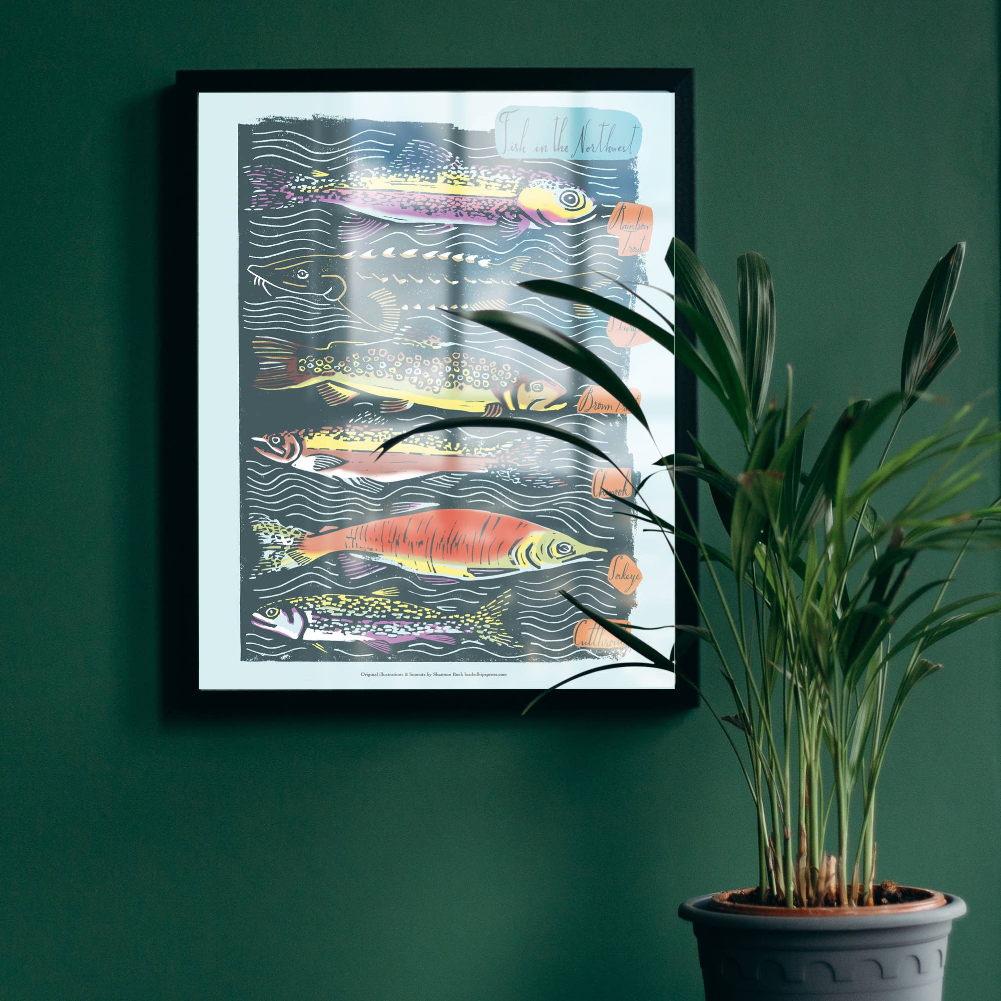 Loaded Hips Press - Wholesale Art Print - Fish in  the Pacific NW 11x14 print unframed1