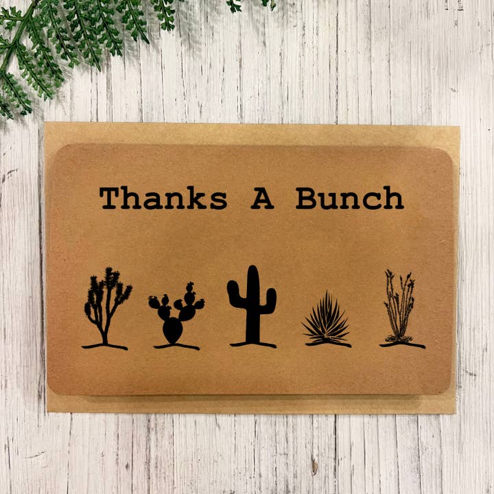 Thanks A Bunch Cactus Thank You Card for wholesale by Great Odin's Hellos