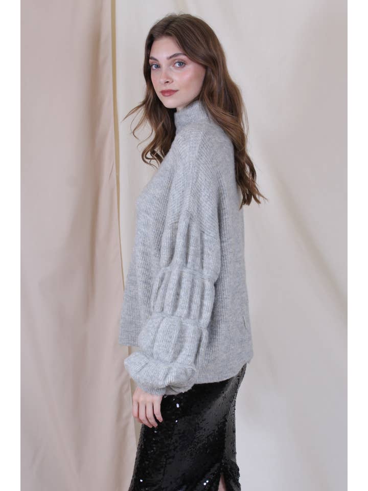 Fore Collection - Wholesale Pullover-trui - Dames - GEBREIDE OVERSIZED TRUI MET RONDE HALS, MOUWDETAIL - TI24607
