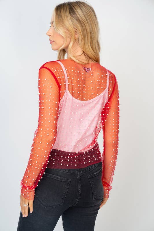 White Birch - Wholesale Blouse - Women's - T24705 Long Sleeve Metalic Mesh Top15