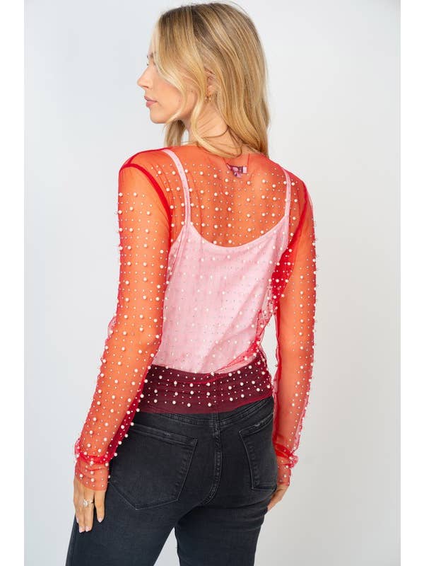 White Birch - Wholesale Blouse - Women's - T24705 Long Sleeve Metalic Mesh Top15