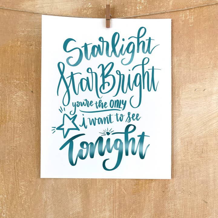 8x10 Quote Art, Starlight Star Bright for wholesale by EAM Art Shop