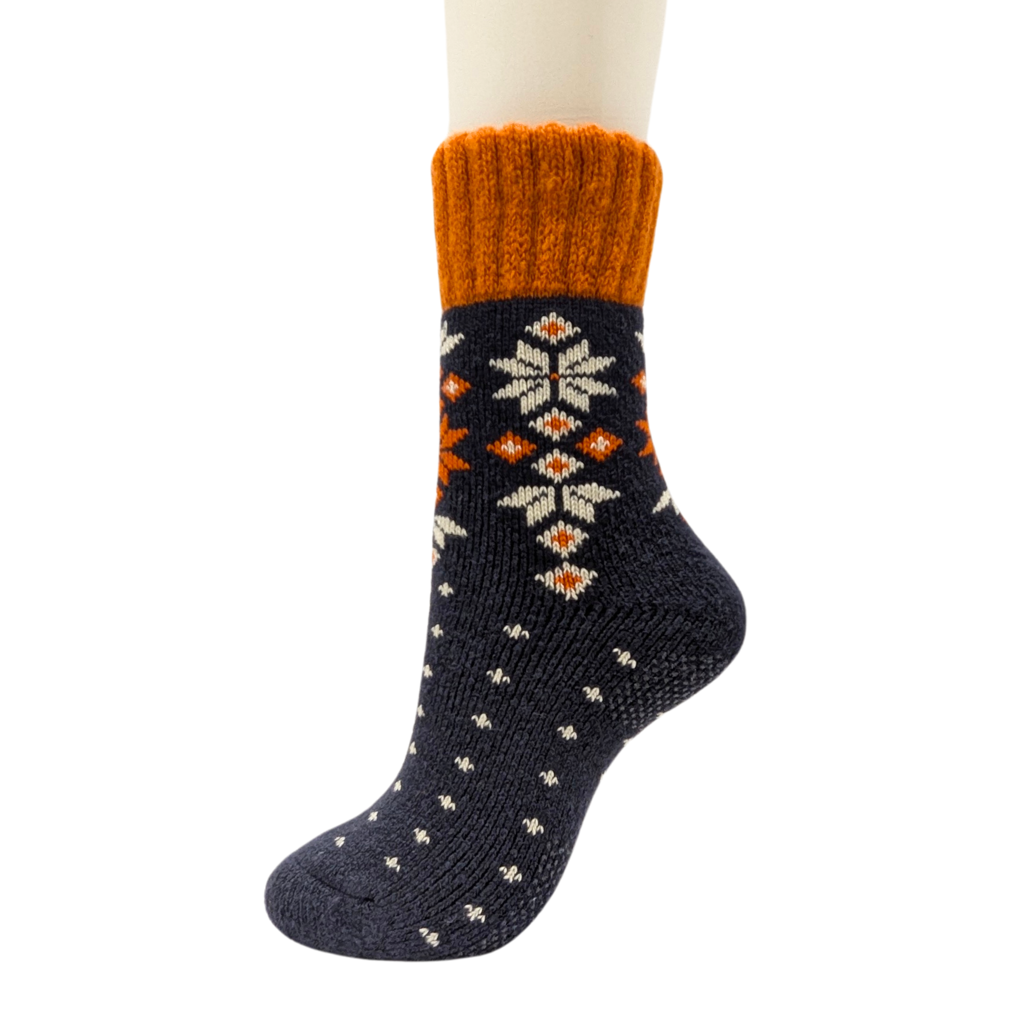 CHERRYSTONE – Großhandel Haussocken – Unisex – Thermosocken mit Rundhalsausschnitt und Schneekristallen | Griffe | Unisex M/L9