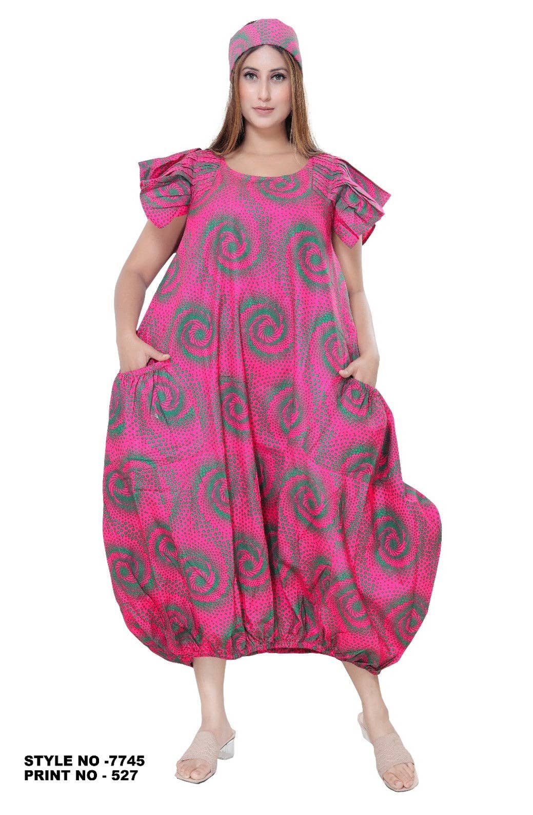 KaraChic - Wholesale Dress - Women's - Women's Ankara Dress with Pleated Sleeve - African Prints8