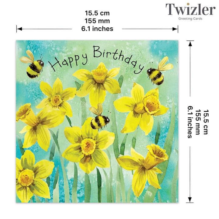 Twizler Ltd – wholesale Birthday card – Happy Birthday Card with Daffodils2