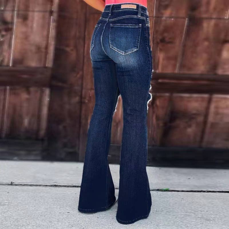 blue Slank temperament jeans met gebroken gaten for wholesale on Faire1