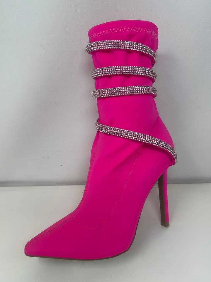 Mars Sky Shoes Wholesale - Vente Bottines chaussettes – femme - Bottes chaussettes à talon pour femmes avec bride en strass Wild Diva SHAYA-36A1