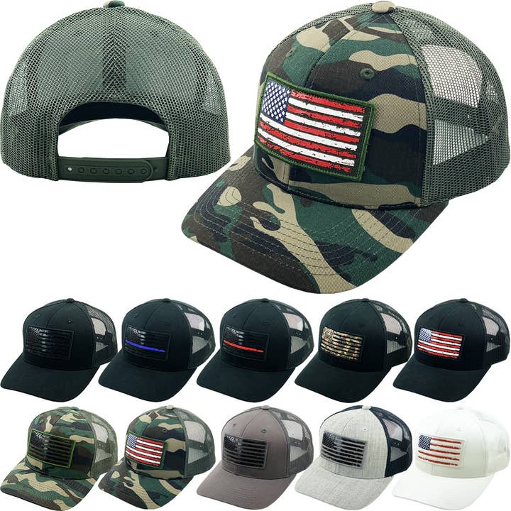 KBETHOS - Wholesale Trucker Hat - Men's - FLAG UV PRINT PATCH MESH BACK BALLCAP58