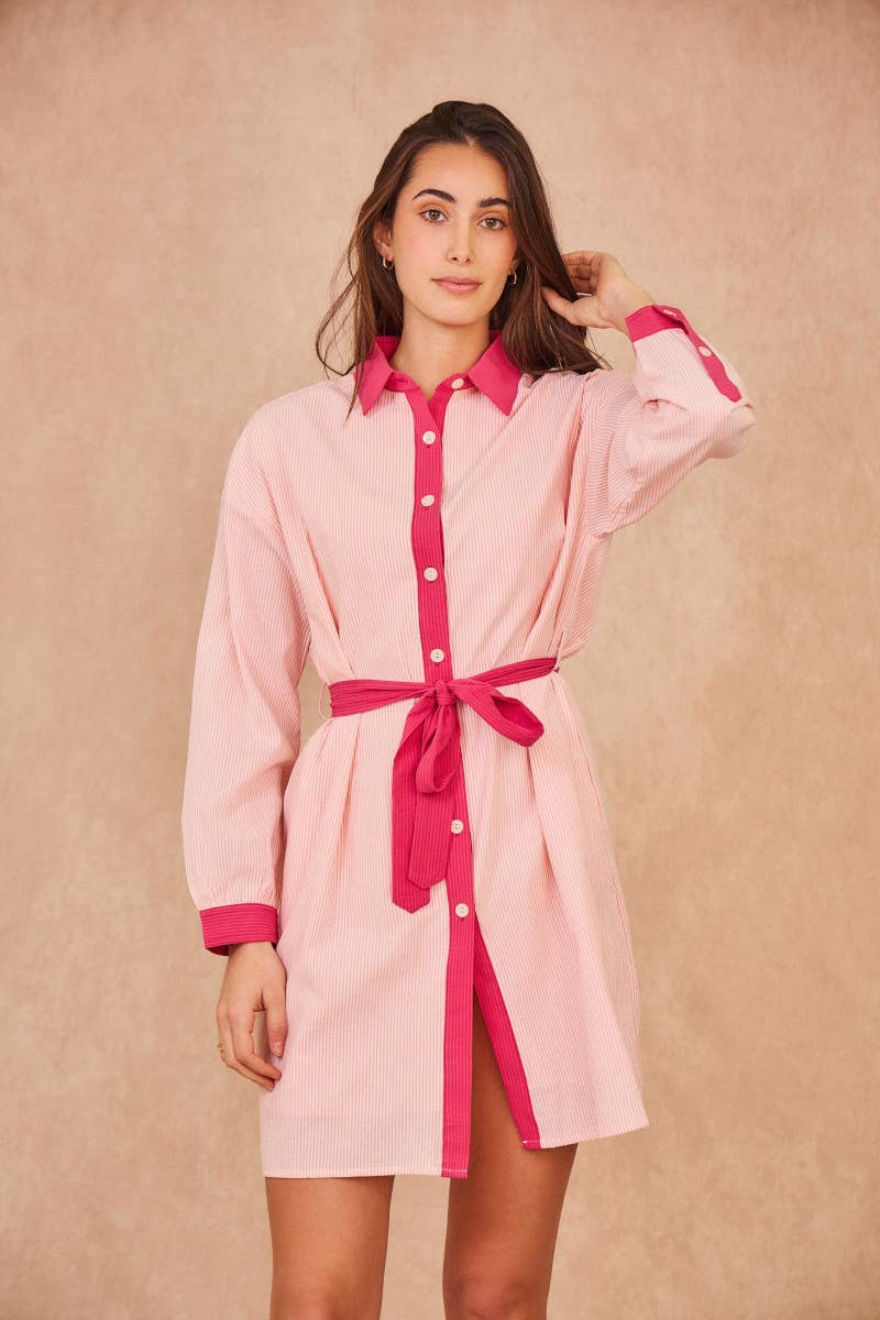 Calie Paris - Vendita all'ingrosso Vestito - Donna - DENISETTE Vestito camicia a righe – Chic senza sforzo3