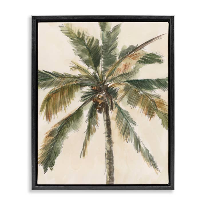 Palm Tree on Beige Floater Framed Art for wholesale by Stupell Industries