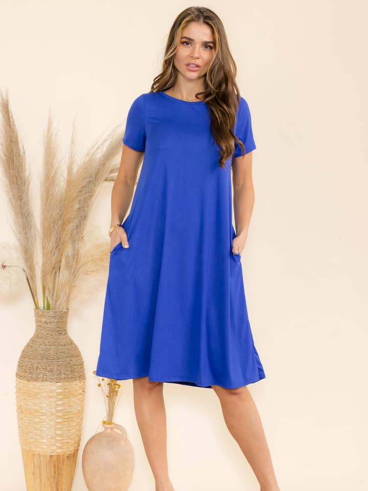 SAN136R-S Tunic Dress with Pockets for wholesale by H&H Fashion Inc.