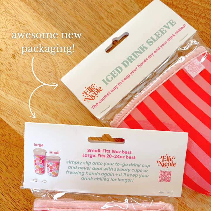 Elle Nicole - Wholesale Drink Huggers & Koozies - Coffee Cup Cover - Tulip Stripes - Iced Drink Sleeve