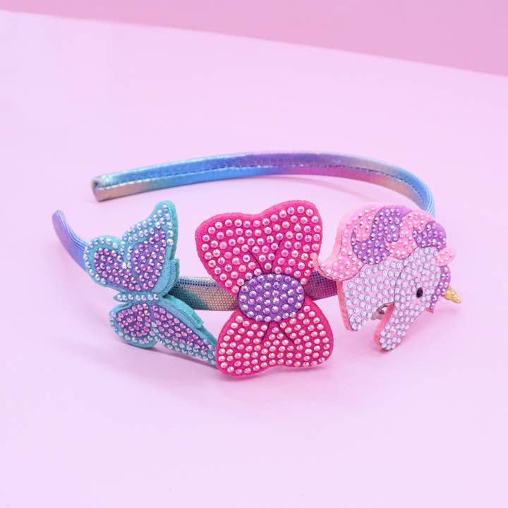 Frog Sac - Wholesale Fashion Headband - Kids - Interchangeable Rhinestone Charm Headband and Hair Clips