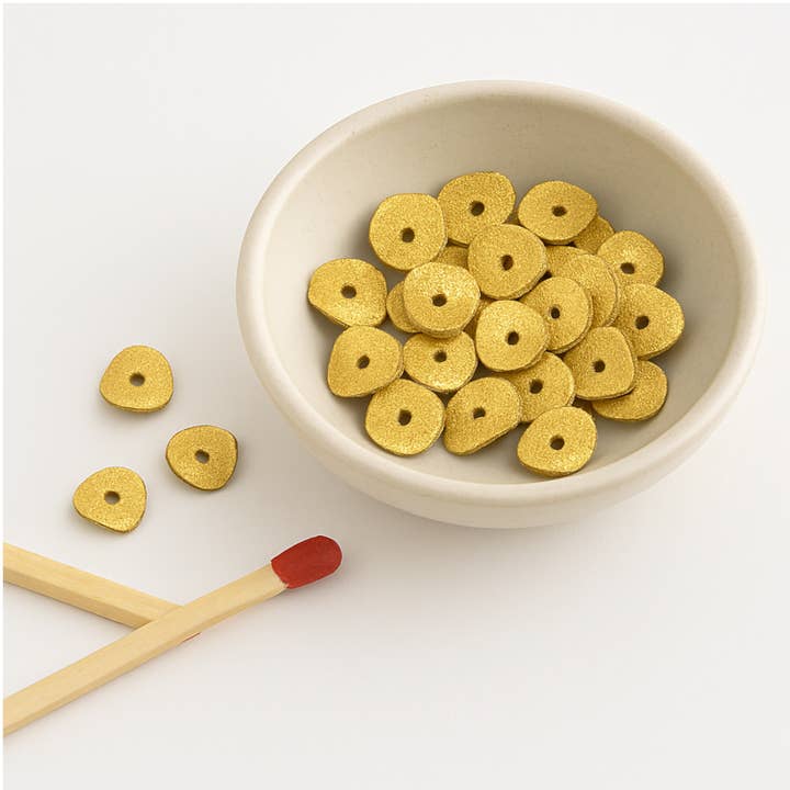 Only Beads - Wholesale Craft Supplies - Gold Wavy Disc Heishi Spacers – 8mm - Pack of 25 Pieces1