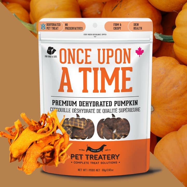 Pumpkin Dehydrated Pet Treat for Dogs & Cats Vegan 80g for wholesale by The Granville Island Pet Treatery (Canada)