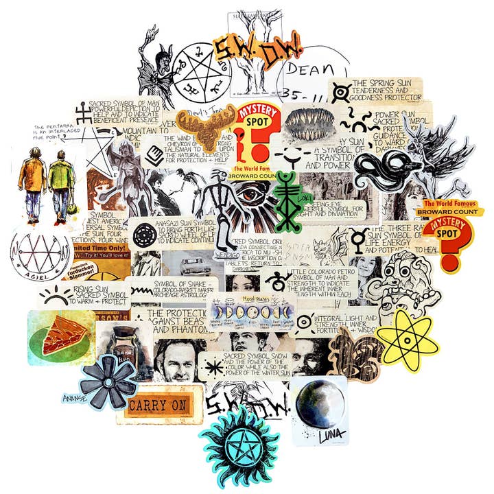 Conquest Journals - Wholesale Sticker - Supernatural John's Journal & Iconic Art Decals (60-Pack)