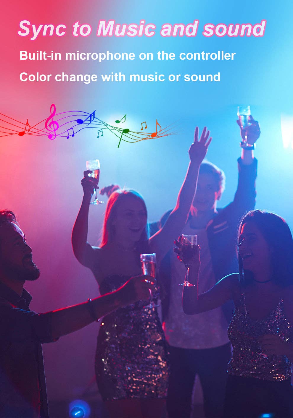 Wittbizz Snacks - Wholesale String Lights - RGB LED Strip Lights 100ft - Remote & App Control, Music Sync, Waterproof, DIY7