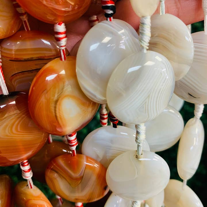 30mm Large Coin Agate Beads, 10 Large Coin Beads, Agate Coin Beads, Statement Beads For Necklace, Wholesale Beads, Orange Accent Beads, DIY Beads for wholesale by The Bead Bazaar