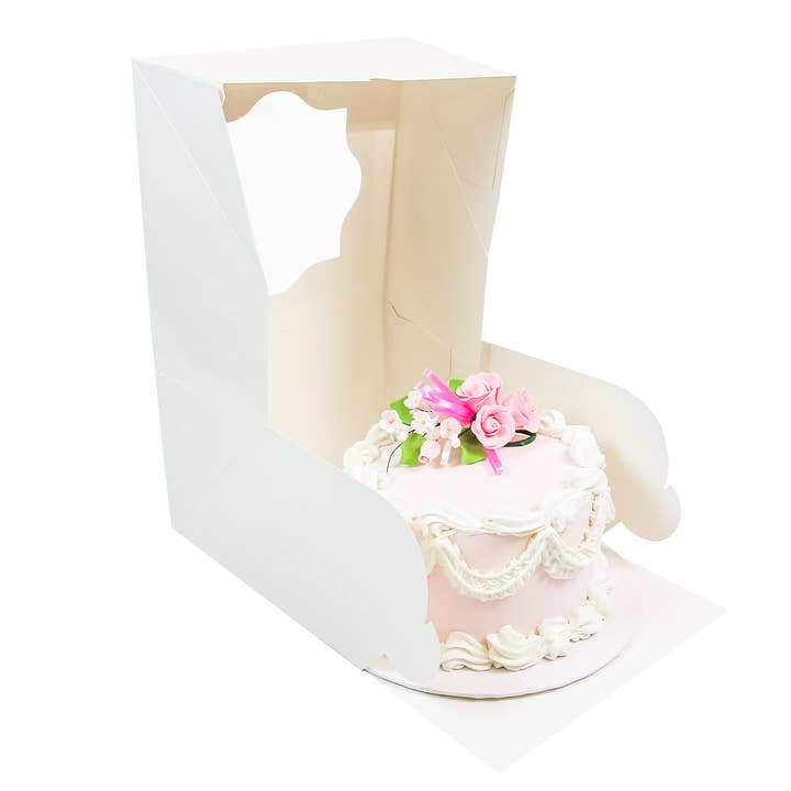 Global Sugar Art - Wholesale Cake Decorating Kit - Global Sugar Art Auto-Popup Deep Square Cake Box with Window, 8 x 8 x 5 Inches2