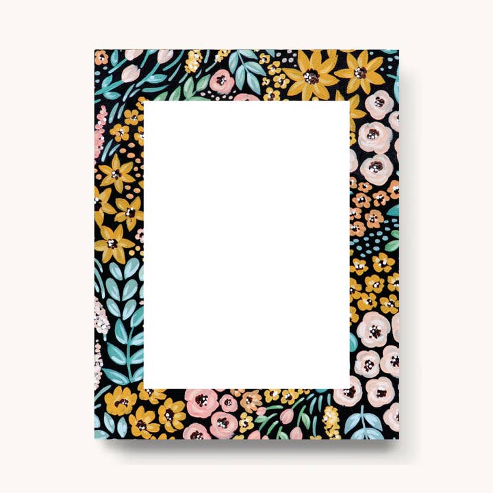 Black Floral Blank Notepad for wholesale by Elyse Breanne Design
