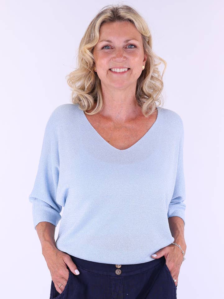 Cadenza Italy Ltd - Vendita all'ingrosso Top in maglia - Donna - Top Scintillante con Scollo a V in Modal Blend9