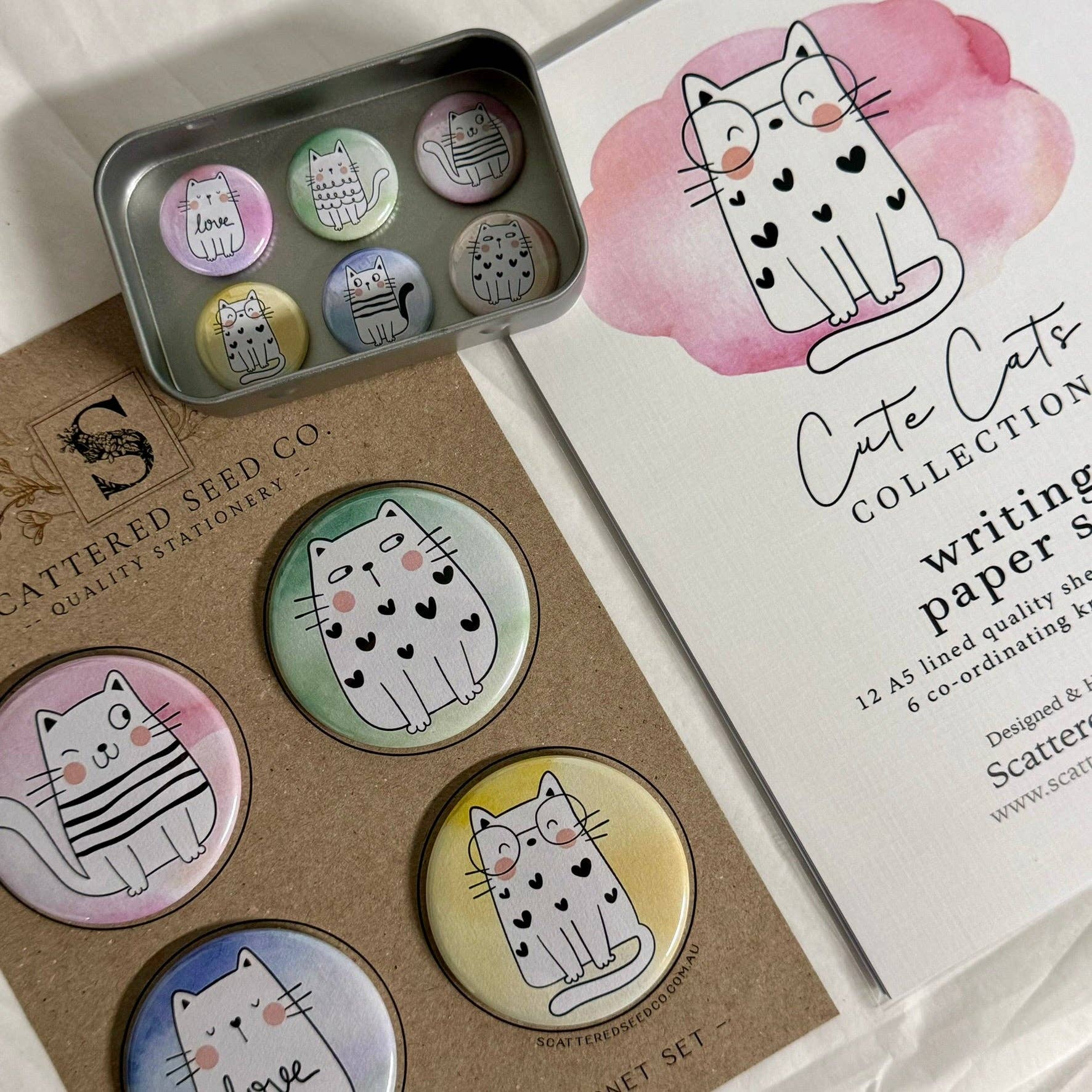 Scattered Seed Co - Vente Assortiments de papeterie/cartes - Ensemble de papier à lettres CHATS MIGNONS5