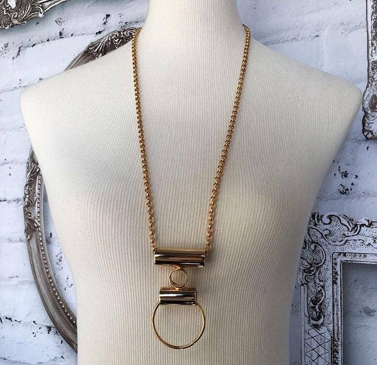 Viviane Guenoun - Wholesale Link & Chain Necklace - Geometric Forms Gold Plated Necklace2