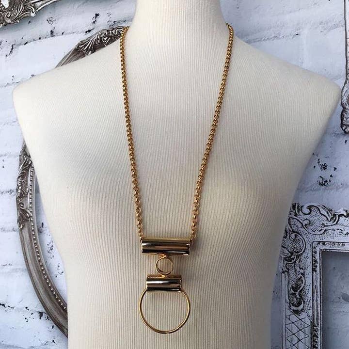 Viviane Guenoun - Wholesale Link & Chain Necklace - Geometric Forms Gold Plated Necklace2