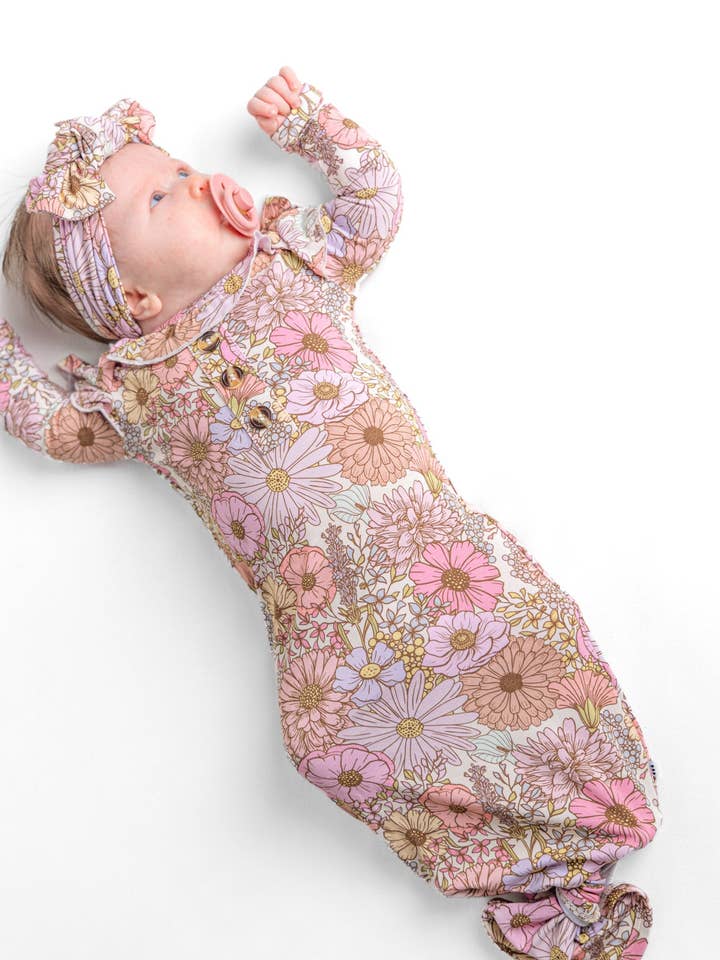 Mae Knotted Gown & Bow Set for wholesale by Elle & Mily