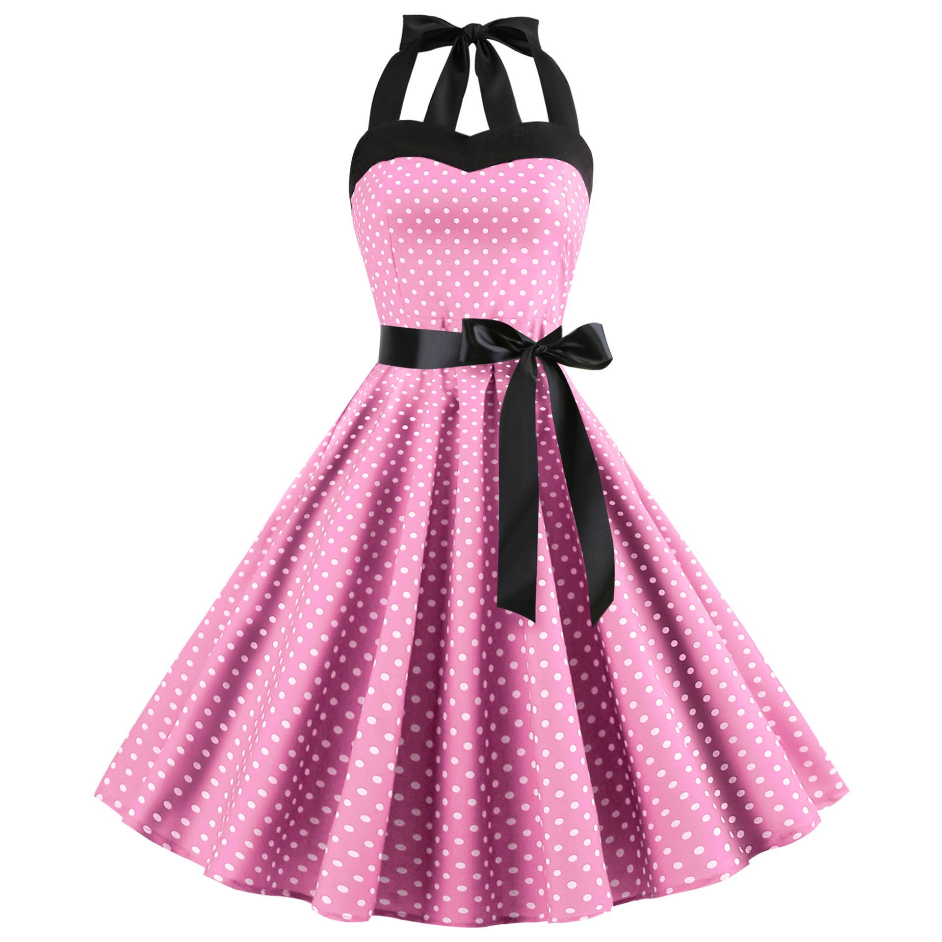 Rosa Clothing - Wholesale Dress - Women's - Vintage Polka Dot Halter Dress2