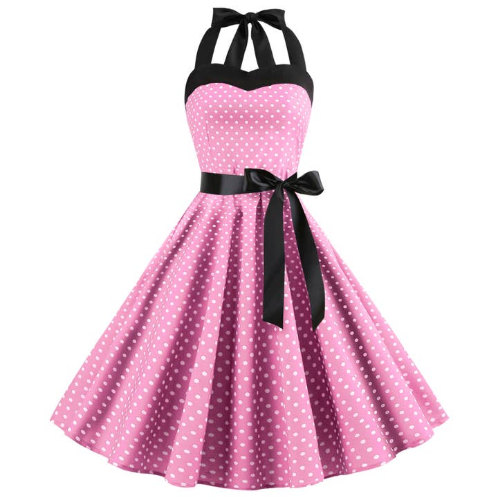 Rosa Clothing - Wholesale Dress - Women's - Vintage Polka Dot Halter Dress2