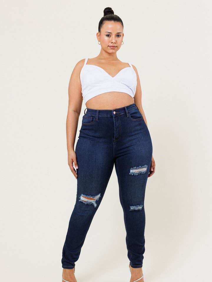 Plus Let Me Love You Skinny Jeans for wholesale by Vibrant M.i.U