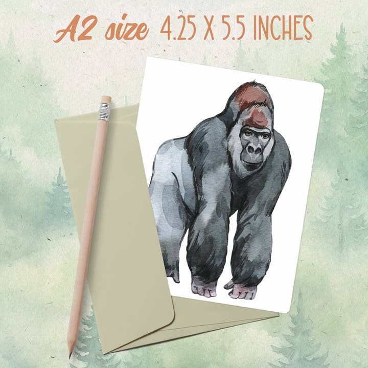 Handmade gorilla greeting card for wholesale by Soul Familiar