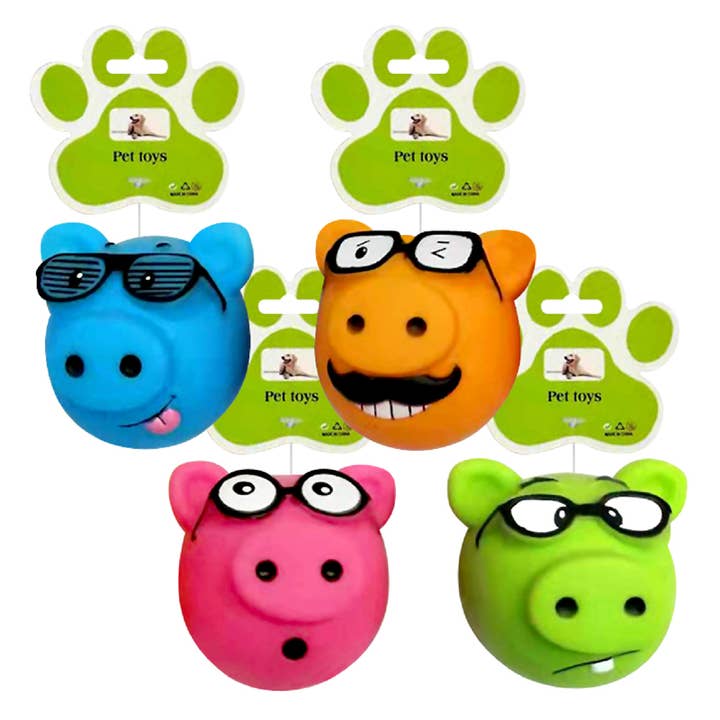 Deluxe Import Trading - Wholesale Pet Squeaky Toy - Dog - Dog Squeaky Toys Pig Design in 4 Assorted Colors