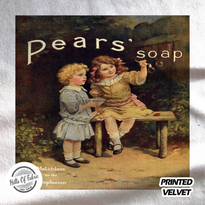Panel de tela estampado con burbujas Pears Soap Girls para venta al por mayor de Hills Of Fabric