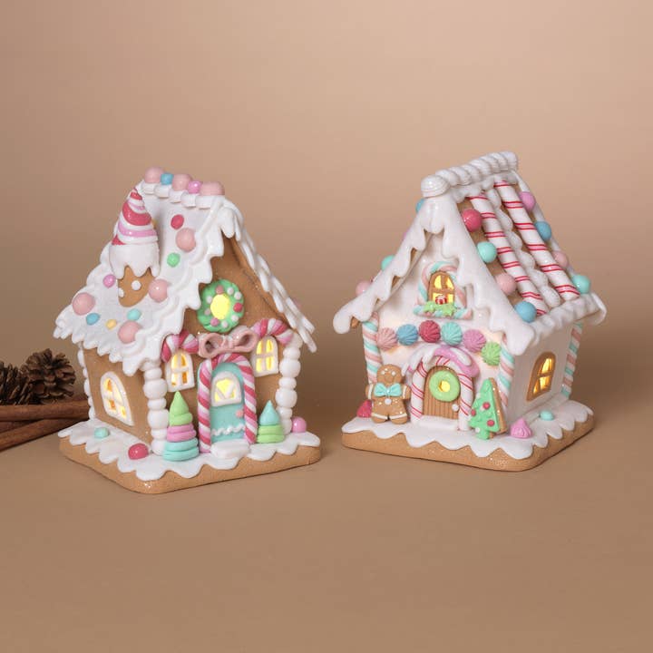 Gerson Christmas 7"H B/O Lighted Clay Dough Candy House, 2 A for wholesale by The Gerson Companies