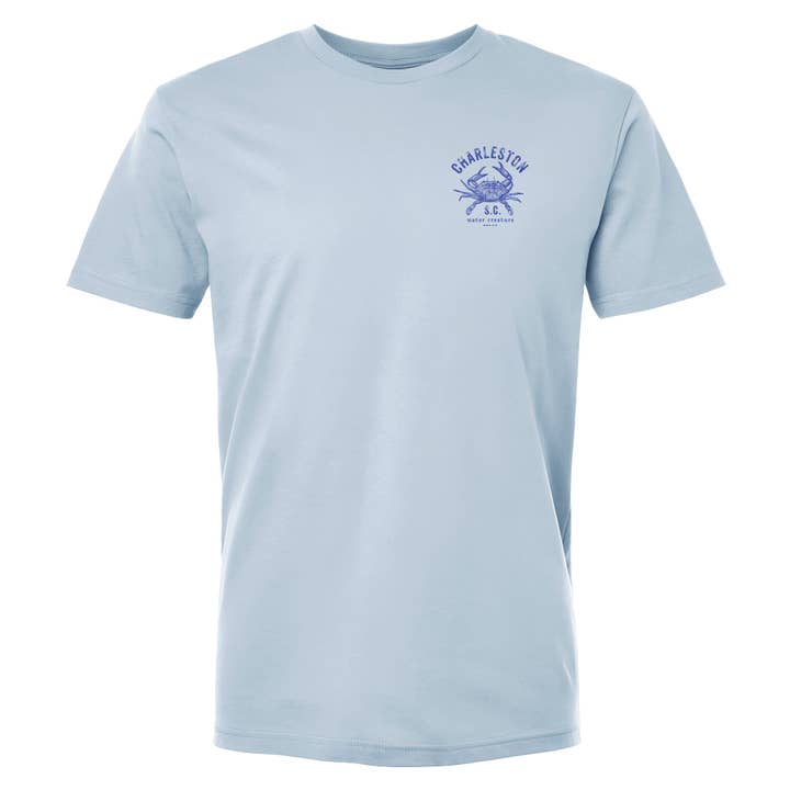 Charleston Apparel - Wholesale Screen Printed T-Shirt - Unisex - Customizable Blue Crab Etching - our original artist drawing5